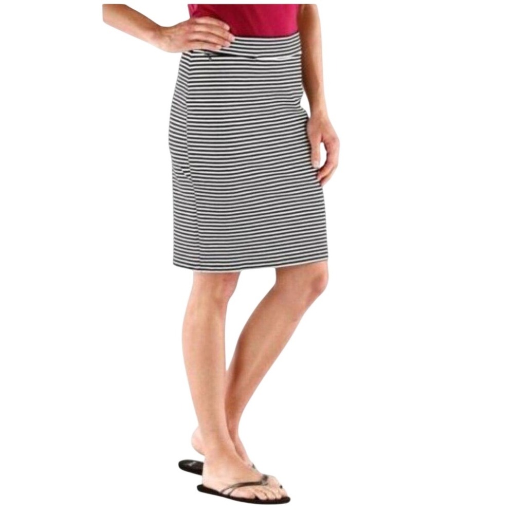 "Toad & Co Striped Pencil Skirt Black White Stretch Knit Eco Size Small"